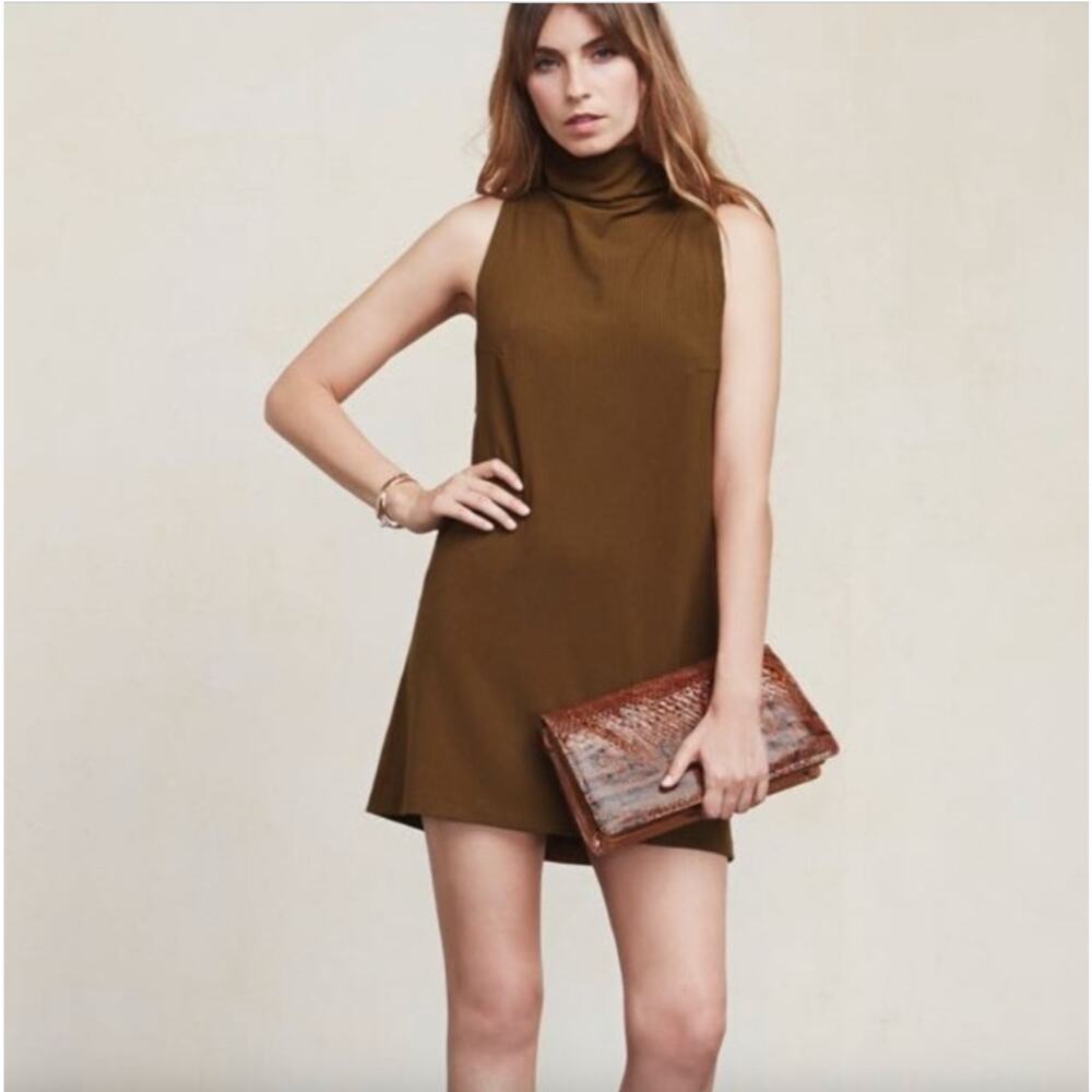 Reformation Cali Brown RibbedMini Dress